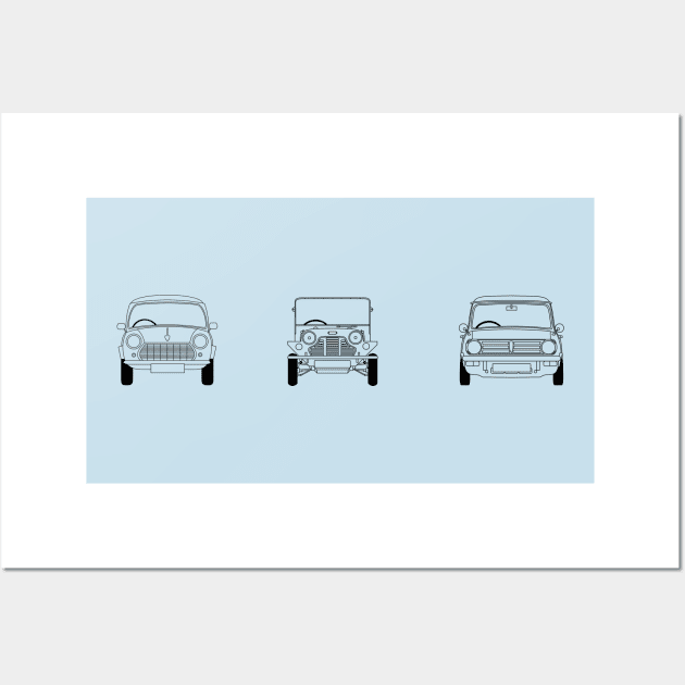 Minis - Roundnose, Moke, Clubman Wall Art by The Lemon Stationery & Gift Co